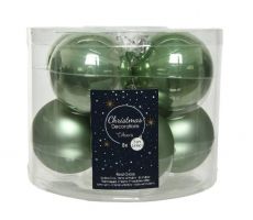 Kerstbal glas koker D 7cm salie groen 8 stuks - afbeelding 1