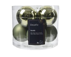 Kerstbal glas shiny, matt mix, rosemarijn, Ø 7 cm, 8 stuks