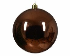Kerstbal kunststof D 14 cm, glans, Bruin - afbeelding 1