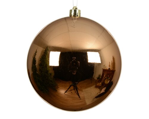 Kerstbal kunststof D 14 cm, glans, Brandy