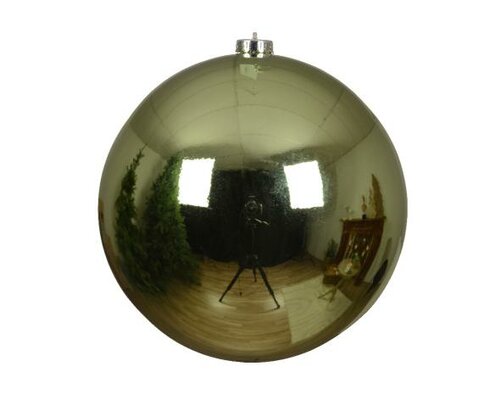 Kerstbal kunststof D 14 cm, glans, Groene thee