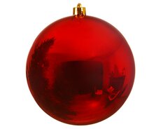 Kerstbal kunststof D 14 cm, glans, Kerstrood - afbeelding 6
