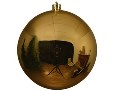 Kerstbal kunststof D 14 cm, glans, Licht goud - afbeelding 2