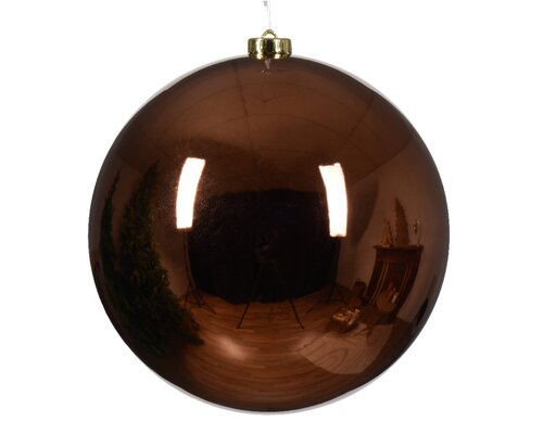 Kerstbal kunststof D 20cm, glans, Espresso - afbeelding 1