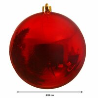 Kerstbal kunststof D 20cm glans kerstrood - afbeelding 8