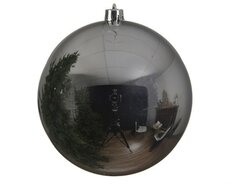 Kerstbal kunststof D 20cm, glans, Zilver - afbeelding 4