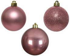 Kerstbal kunststof, D 6 cm, mix, velours roze - afbeelding 9