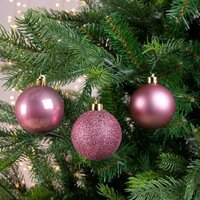 Kerstbal kunststof, D 6 cm, mix, velours roze - afbeelding 4