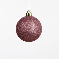 Kerstbal kunststof, D 6 cm, mix, velours roze - afbeelding 7