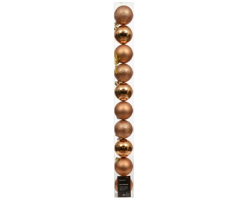 Kerstbal kunststof D 6cm mix Brandy 10 stuks