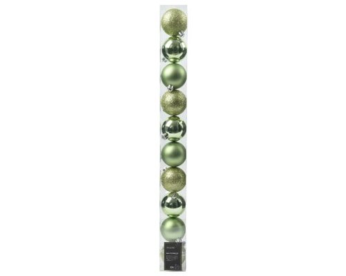 Kerstbal kunststof D 6cm mix Groene thee 10 stuks - afbeelding 1