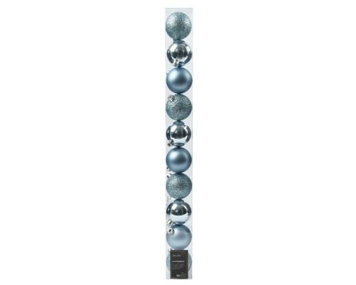 Kerstbal kunststof D 6cm mix Ijsblauw 10 stuks