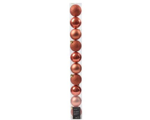 Kerstbal kunststof D 6cm mix Pompoen 10 stuks