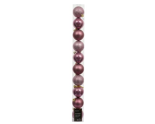 Kerstbal kunststof D 6cm mix Vintage roze 10 stuks
