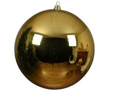 Kerstbal kunststof D 20 cm, glans, Licht goud - afbeelding 1