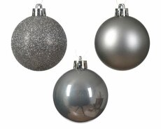 Kerstbal kunststof, D 6 cm, mix, Marmer grijs - afbeelding 2