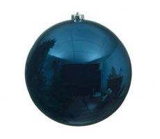 Kerstbal kunststof D 14cm glans nachtblauw - afbeelding 1