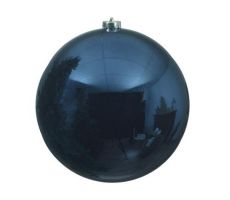 Kerstbal kunststof D 14cm glans nachtblauw - afbeelding 2