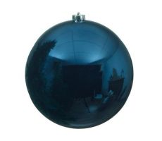 Kerstbal kunststof D 14cm glans nachtblauw - afbeelding 4