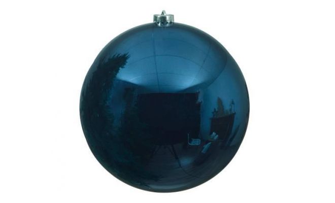Kerstbal kunststof D 20cm glans nachtblauw - afbeelding 1
