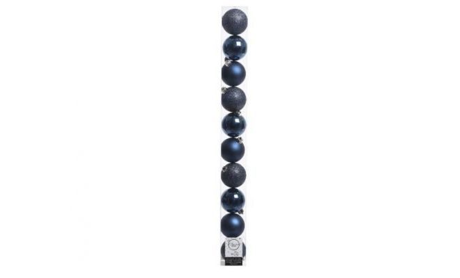 Kerstbal kunststof D 6cm mix nachtblauw 10 stuks - afbeelding 1