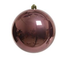 Kerstbal, kunststof, velours roze, 20 cm