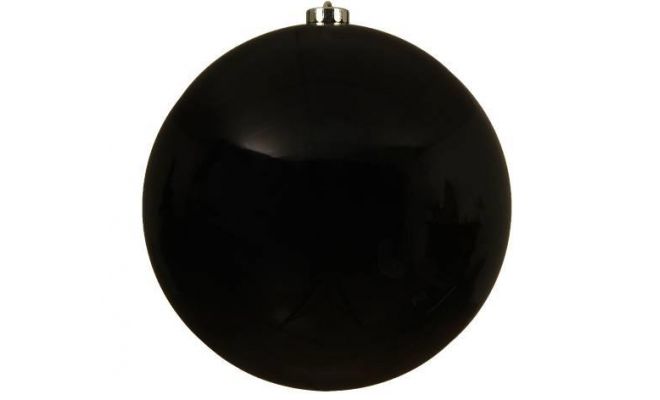 Kerstbal kunststof D 20cm glans zwart
