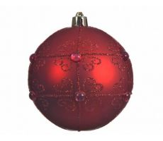 Kerstbal kunststof D 8cm parels kerstrood