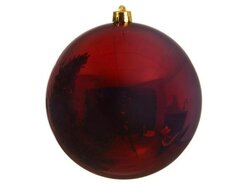 Kerstbal kunststof D 14 cm, glans, Ossenbloed - afbeelding 4