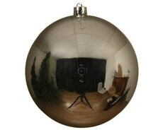 Kerstbal kunststof D 14 cm, glans, Zilver - afbeelding 4