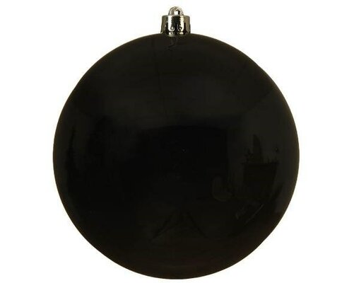 Kerstbal kunststof D 14 cm, glans, Zwart - afbeelding 1
