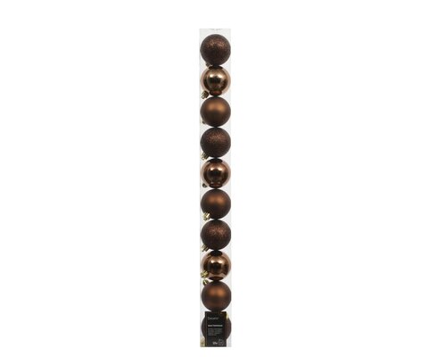 Kerstbal polystyreen sh-m-glitter mix, espresso, Ø 6 cm, 10 stuks - afbeelding 1