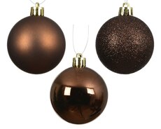 Kerstbal polystyreen sh-m-glitter mix, espresso, Ø 6 cm, 10 stuks - afbeelding 2