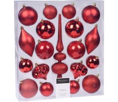 kerst hangdeco set, 19 stuks, rood - afbeelding 1