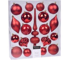 kerst hangdeco set, 19 stuks, rood - afbeelding 2