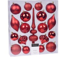 kerst hangdeco set, 19 stuks, rood - afbeelding 3