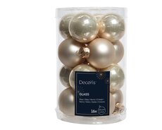 Kerstballen glas enamel, matt mix, parel, Ø 3,5 cm, 16 stuks - afbeelding 1