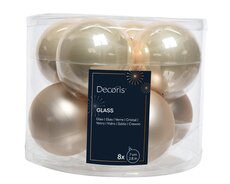 Kerstballen glas enamel, matt mix, parel, Ø 7 cm, 8 stuks - afbeelding 1