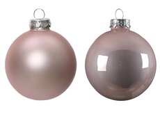 Kerstballen glas enamel, matt mix, poederroze, Ø 7 cm, 8 stuks - afbeelding 2