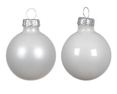 Kerstballen glas enamel, matt mix, winterwit, Ø 3,5 cm, 16 stuks - afbeelding 2