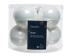 Kerstballen glas enamel, matt mix, winterwit, Ø 7 cm, 8 stuks