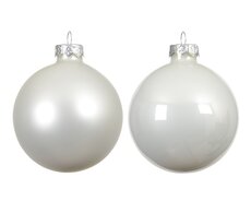 Kerstballen glas enamel, matt mix, winterwit, Ø 7 cm, 8 stuks - afbeelding 2