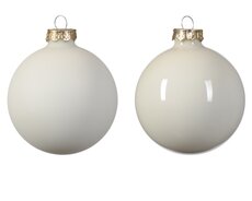 Kerstballen glas enamel, matt mix, wolwit, Ø 7 cm, 8 stuks - afbeelding 2