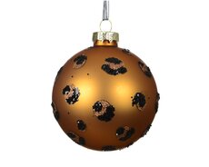 Kerstballen glas matt with leopard glitter, assortie, Ø 8 cm