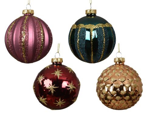 Kerstballen glas shiny-matt, assortie, Ø 8 cm, keuze uit 1 stuks