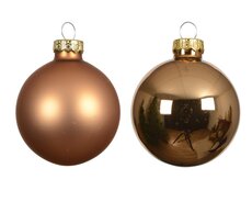 Kerstballen glas shiny, matt mix, brandy, Ø 3,5 cm, 16 stuks - afbeelding 2