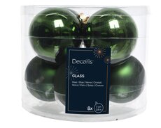 Kerstballen glas shiny, matt mix, dennengroen, Ø 7 cm, 8 stuks