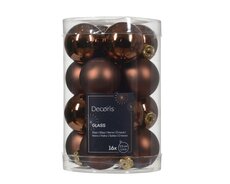 Kerstballen glas shiny-matt mix, espresso, Ø 3,5 cm, 16 stuks - afbeelding 1