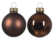 Kerstballen glas shiny-matt mix, espresso, Ø 3,5 cm, 16 stuks - afbeelding 2