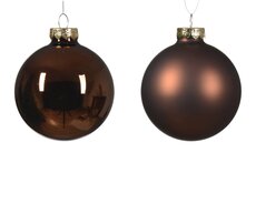 Kerstballen glas shiny-matt mix, espresso, Ø 7 cm, 8 stuks - afbeelding 2